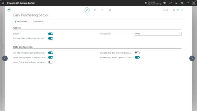 Easy Purchasing app Business Central - Setup