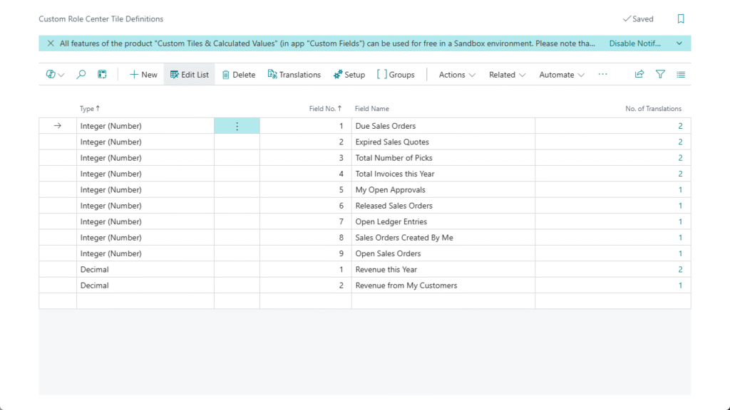 Custom Tiles - App for Microsoft Dynamics 365 Business Central