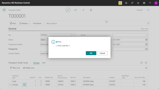 Screenshot app BC Transport Order Manager