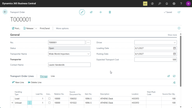 Screenshot app BC Transport Order Manager